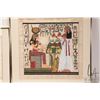 Image 3 : Two framed Egyptian style papyrus pictures, outside dimensions 15" X 12" and 19" X 20"