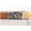 Image 3 : Antique walking stick with decorative sterling silver repousse collar and elephant ivory handle, 34 