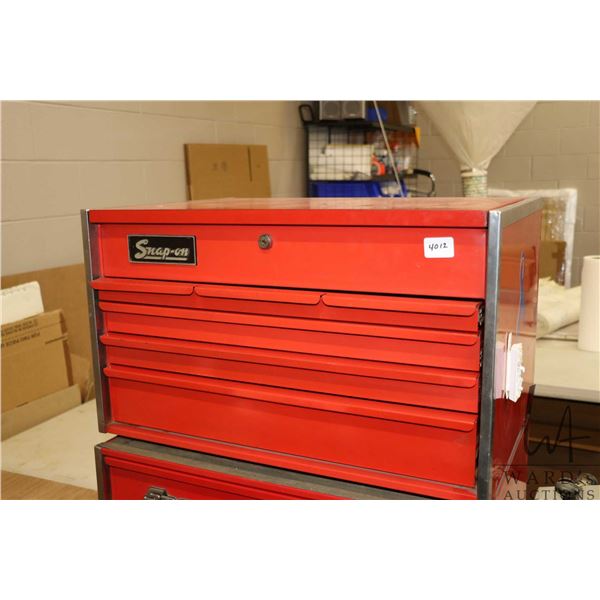 Four drawer Snap-On top box 16" H X 26" W X 18" D, and contents including sockets, ratchets, pliers,