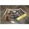 Image 1 : Selection of measuring tools including two Stanley wood, brass and metal squares, Brown & Sharpes an
