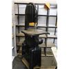 Image 1 : Vintage unmarked 110 volt, 8" band saw with cast iron body and stand and four extra blades, working 