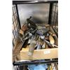Image 1 : Selection of carpentry hand tools including squares, chisels, saws, files, nail pullers, stud finder