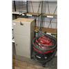 Image 1 : Five gallon shop vac, extension cord and a small 29" H X 12 1/2" W X 10" D cabinet
