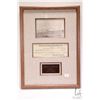 Image 1 : Shadow box framed black and white photograph of Orville Wright and the Kitty Hawk and an original si