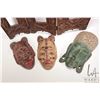 Image 2 : Three carved Indonesia masks and a carved wooden folding frame 19" X 28"