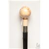 Image 1 : Antique ebonized black walking stick with hand painted Putti Rococo top and silver/ silver like coll