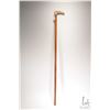 Image 2 : Antique/ vintage wooden walking stick made from a hardwood yard stick, with attached stag handle top