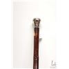 Image 1 : Antique bamboo walking stick with inset enameled "State Of Jersey, One Twelfth Of A Shilling" coin, 