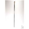 Image 2 : Antique walking stick with ebony black shaft, gold filled ornate topper and mother-of-pearl and orna