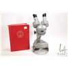 Image 1 : English Watson Barney stereo microscope and a vintage stamp album containing approximately 100 forei