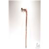 Image 2 : Hand carved wooden walking stick with figural handle and bronze metal tip, 36" in height