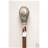 Image 1 : Faux ivory and wooden walking stick with decorative H.M.S. Victory and Horatio Nelson top, 36 1/2" i