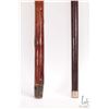 Image 3 : Two walking sticks including hand carved Alsatian 34 1/2" in height, note: missing lower jaw and a f