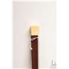 Image 1 : Antique wooden walking stick with ivory/ ivory like top and horn tip, 36" in height.   Note: Canadia