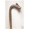 Image 1 : Vintage silver plate dragon motif walking stick with sword, 39" in height