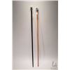 Image 2 : Two vintage walking sticks including china glazed dice, 34" in height and a metal topped 35"
