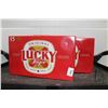 Image 1 : Two cases of Lucky Lager/ each 15 count X 355ml/ 5.0% ABV  Note: Alcohol cannot be insured by any co