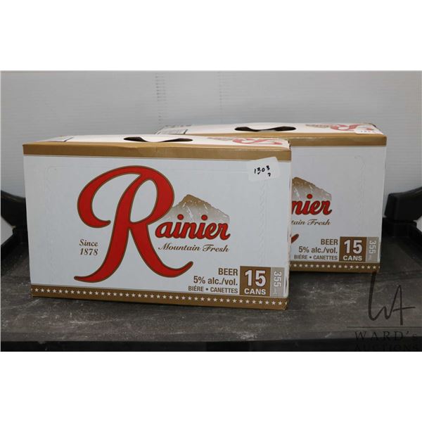 Two cases of Rainier Mountain Fresh Beer/ each 15 count X 355ml/ 5.0% ABV  Note: Alcohol cannot be i