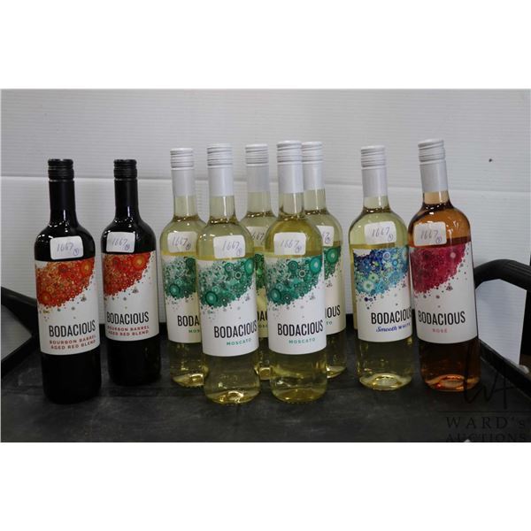 Nine bottles of Bodacious wine including two Bourbon Barrel Aged Red Blend / 750ml / 12.0% ABV, five