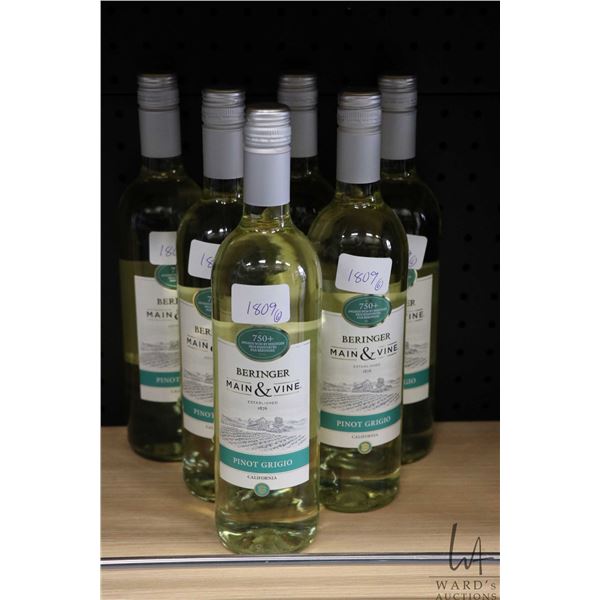 Six bottles of Beringer Main & Vine Pinto Grigio 750ml  Note: Alcohol cannot be insured by any couri