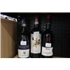 Image 1 : Three bottles of assorted Chianti wines including Ruffino 2019 750ml / 13% ABV, Cavaliere D'oro Gabb