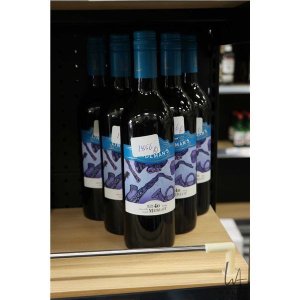 Six bottles of Lindeman's Bin 40 Merlot 2019 750ml  Note: Alcohol cannot be insured by any courier i