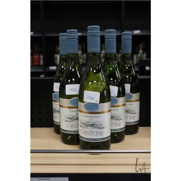 Six bottles of Oyster Bay Chardonnay 2019 750ml  Note: Alcohol cannot be insured by any courier in C