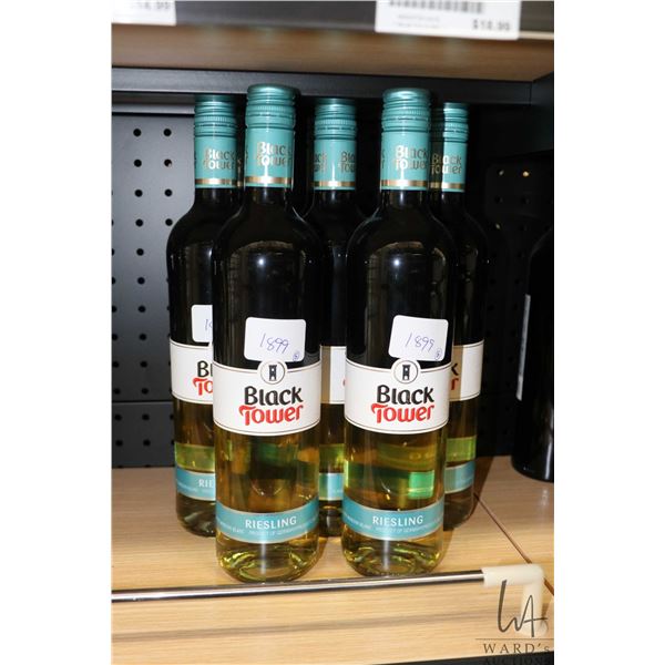 Eight bottles of Black Tower Riesling   Note: Alcohol cannot be insured by any courier in Canada. Lo