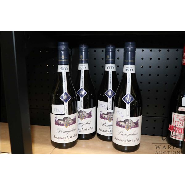 Four bottles of Bouchard Aine & Fils Beaujolais 2018 750ml  Note: Alcohol cannot be insured by any c