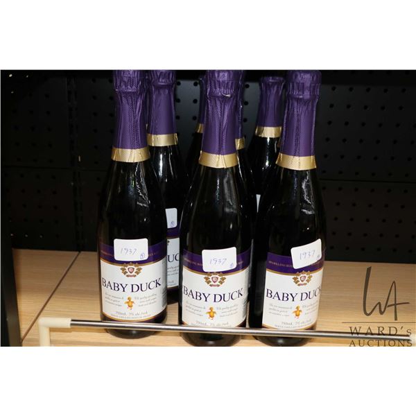Nine bottles of Baby Duck sparkling rose wine 750ml / 7% ABV  Note: Alcohol cannot be insured by any