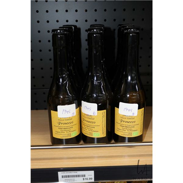 Nine bottles of Villa Teresa Prosecco organic wine 375ml / 11% ABV  Note: Alcohol cannot be insured 