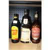 Image 1 : Three bottles of assorted liqueurs including one Kahlua coffee liquor 750ml / 16% ABV, one Frangelic