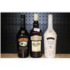 Image 1 : Three bottles of assorted liquors including one Baileys Original 750ml / 17% ABV, one Forty Creek Cr
