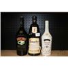 Image 1 : Three bottles of assorted liquors including one Baileys Original 750ml / 17% ABV, one Frangelico Liq