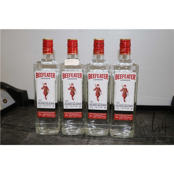 Four bottles of Beefeater London Dry Gin 750ml / 40% ABV  Note: Alcohol cannot be insured by any cou