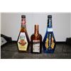 Image 1 : Three assorted bottles of liquor including one McGuiness Orange & Brandy 750ml / 35% ABV, one McGuin