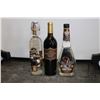 Image 1 : Three assorted bottles of liquor including one 360 Double Chocolate Flavoured Vodka 750ml / 35% ABV,