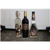 Image 1 : Three assorted bottles of liquor including one 360 Double Chocolate Flavoured Vodka 750ml / 35% ABV,
