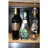 Image 1 : Three assorted bottles of liquor including one 360 Double Chocolate Flavoured Vodka 750ml / 35% ABV,