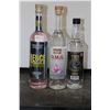 Image 1 : Three assorted bottles of vodka including one Back 40 Distillery Inc O.M.G Garlic Infused Vodka 750m