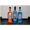 Image 1 : Three assorted bottles of vodka including one Polar Ice Orange Blizzard Lemonade 750ml / 30% ABV, on