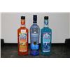 Image 1 : Three assorted bottles of vodka including one Polar Ice Orange Blizzard Lemonade 750ml / 30% ABV, on
