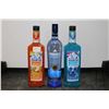 Image 1 : Three assorted bottles of vodka including one Polar Ice Orange Blizzard Lemonade 750ml / 30% ABV, on
