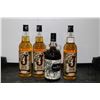 Image 1 : Four assorted bottles of rum including three Admiral's Old J Spiced Rum, and a bottle of The Kraken 