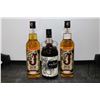Image 1 : Three assorted bottles of rum including Two Admiral's Old J Spiced Rum, and a bottle of The Kraken B