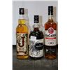 Image 1 : Three assorted bottles of rum including one Admiral's Old J Spiced Rum, one The Kraken Black Spiced 
