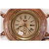 Image 3 : Ships compass paperweight, a ship's wheel with mounted clock, not working at time of cataloguing