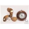 Image 1 : Vintage English made Aneroid barometer in oak mount, 6 1/2" in diameter, note: cracked glass and a b