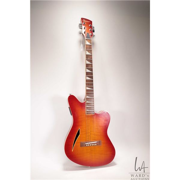Charvel Thinline acoustic/ electric guitar with Sunburst flamed top, walnut bridge and triangle pear