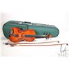 Image 1 : Madera 4/4 violin. Has had recent work including re strung, tuned and bridge. Includes green case wi